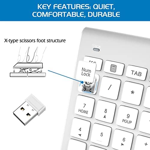 Foloda Безжична Цифрова Клавиатура, Преносима 2,4 Ghz USB 10 Клавиши Финансова Счетоводна Цифровата Клавиатура За Въвеждане на Данни