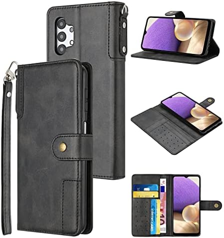 Чанта-портфейл TIKOO за Samsung Galaxy A32 5G с Отделения за карти, Магнитни Сгъваща се стойка от Изкуствена кожа Защитен Калъф