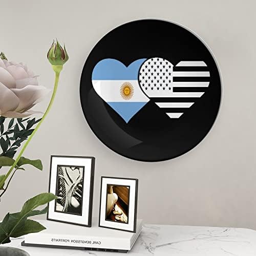 Флаг на Аржентина и Американски флаг Обичай Снимка Костен Порцелан Декоративна Чиния Индивидуалност Керамика С Чиния Професия за