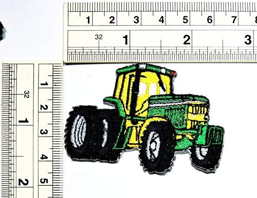 Умама Кръпка Комплект от 3 Селскостопански Трактори Скъпа Зелена Мультяшная Апликация Кръпка Трактор Бродирани Желязо или Пришитая