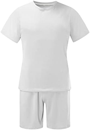 Мъжки тениски Ymosrh, Ежедневни Мускулести Тениски с къс ръкав и спортни шорти класически, намаляване, Комплект спортни ризи