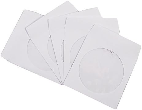 Progo, 100 опаковки, пликове с вырезанным прозорец и капак от бяла хартия премиум-клас за CD DVD дискове, плътна хартия, с тегло