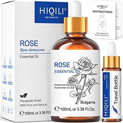 Етерично масло от роза, жасмин и сандалово дърво HIQILI, Премиум чист естествен произход за Дифузьор, Сън, Масажи, грижа за кожата,