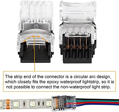 SUPERNIGHT 10 Бр 4-пинов led конектор за водонепропускливи led ленти 10 мм RGB 5050, бърза връзка ленти на тел без източване, включва