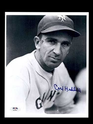Карл Hubbell PSA ДНК Coa Подписа Снимка с Размер 8x10 С автограф на Гиганти - Снимки на MLB с автограф