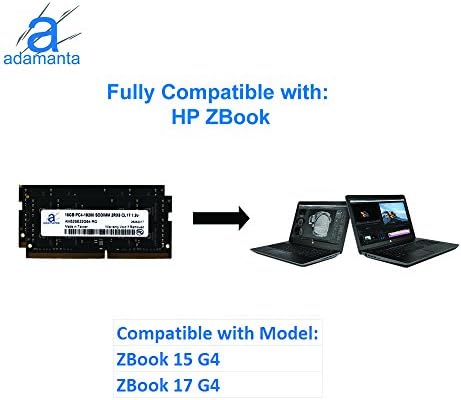 Ъпгрейд на памет на лаптоп Adamanta 32 GB (2x16 GB), което е Съвместимо с мобилната работна станция HP ZBook 15 G4 и ZBook 17 G4