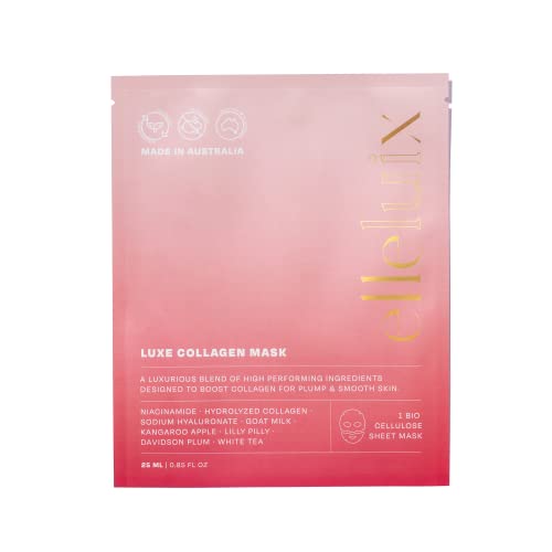 elleluix Australian Luxe Collagen Sheet Mask | Маската за лице Luce Collagen Skin Care, за жени и за Мъже | Високоефективни Съставки