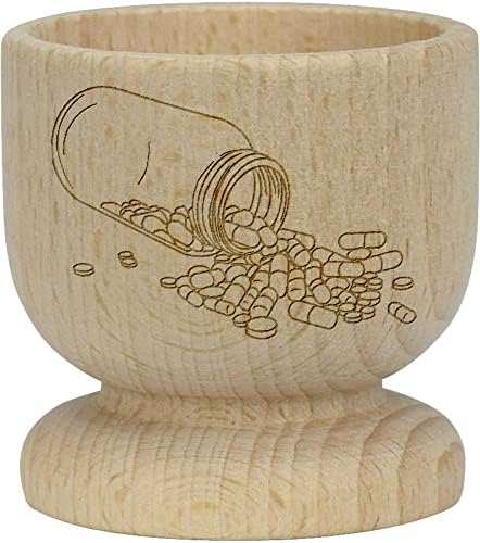 Дървена чаша за яйца Azeeda Бутилка с разлитыми хапчета (EC00023357)