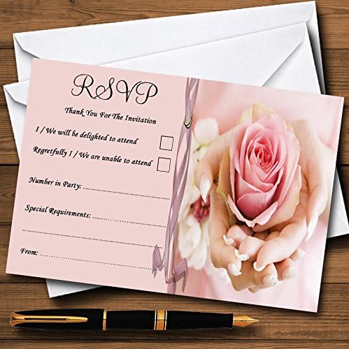 Розово-Лилаво Цвете в Ръка Персонални Покани Картички