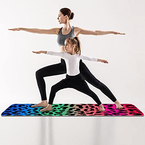 Дебел нескользящий постелката за йога и фитнес 1/4 с Разноцветни Леопардовым принтом за практикуване на Йога, Пилатес и фитнес на