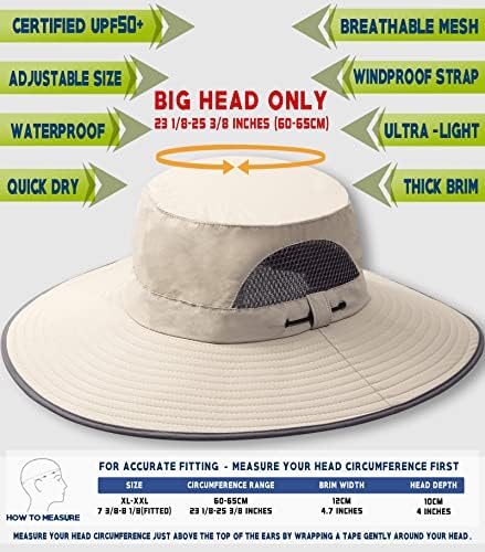 Солнцезащитная Шапка OZ SMART Big Head UPF50 за Голям Главата, Мъжки/Дамски Панама XXL, Водоустойчив Шапка Boonie за Риболов, Пешеходен
