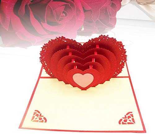 Поздравителни Картички KESYOO Ръчно изработени 3D Up Love Heart за Такива Двойки като Подарък за Свети Валентин (Червен)