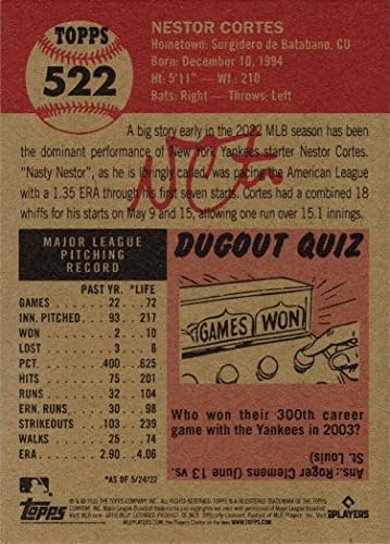 2022 Topps Living Set 522 Бейзболна картичка Нестор Кортез Ню Йорк Янкис - Произведени са само на 2 115 броя