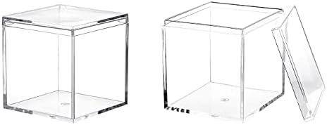 Прозрачна Акрилна Пластмаса квадратен куб, Dayaanee, 2 опаковки, Малки Пластмасови квадратни, кубични контейнери с Капак, Кутия