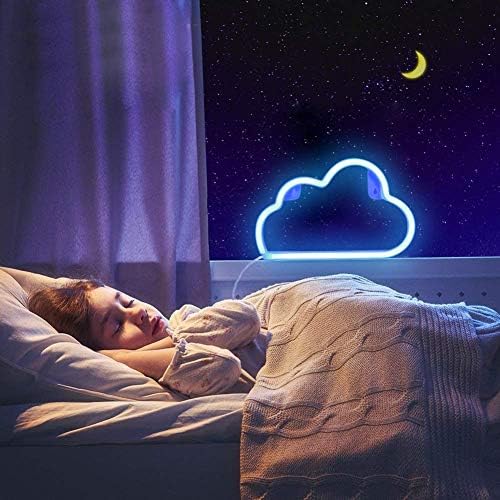 Приятен Неонов Облачен Знак, нощна светлина, захранван от батерия или USB като Стенен декор за Детска стая, Спалня, фестивал, партита