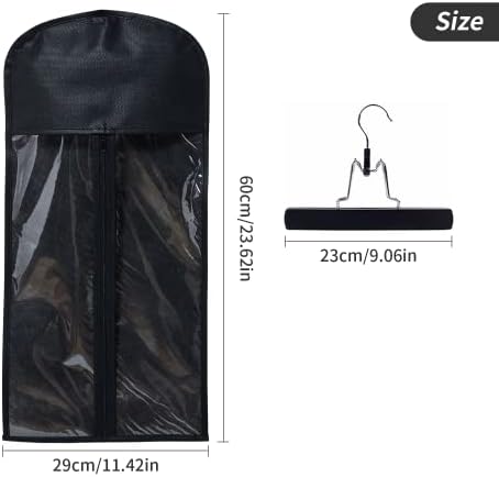 Чанта за съхранение на перуки WSNB от 3 теми, сгъваема чанта за съхранение на перуки с дървена закачалка, пылезащитная преносим