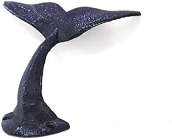 Украса Hampton Морски Rustic Drak Кит Tail Hook 5 От Хвостового Куката в Морски стил - Старинен Чугун, Монофонични Тъмно син