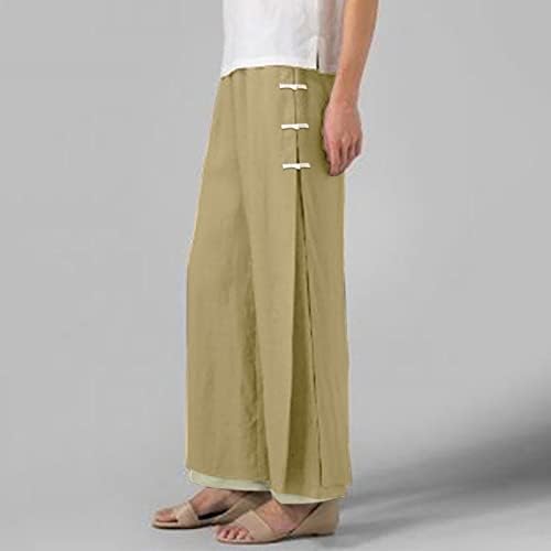 MIASHUI Дамски Ежедневни Панталони Големи Размери Дамски спортни Панталони-Капри с Катарама Памучни Ленени Скъсяване на Панталони