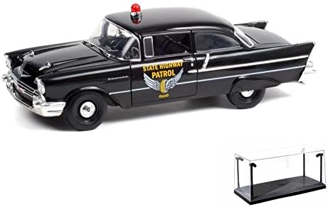 Автомобил, произведен под налягане, led витрина - Седан Chevy 150 1957 година на издаване - Ohio Highway Patrol, Черно - Greenlight