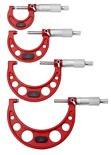 Набор от външни Микрометра Премиум-клас 0-4 / 0.0001 (0-1/1-2/2-3/3-4) Прецизна инструменти за Водачи с Твердосплавными топчета, Стандарти, Храповой акцент