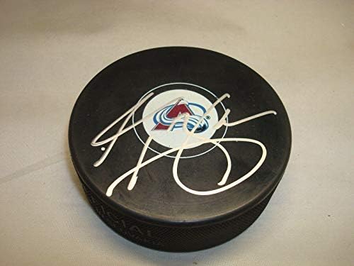 Андрю Боднарчук подписа хокей шайба Колорадо Аваланш с автограф 1А - за Миене на НХЛ с автограф