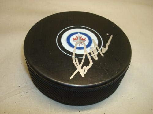 Пол Морис е подписал хокей шайба Winnipeg Дюзи с автограф 1D - за Миене на НХЛ с автограф