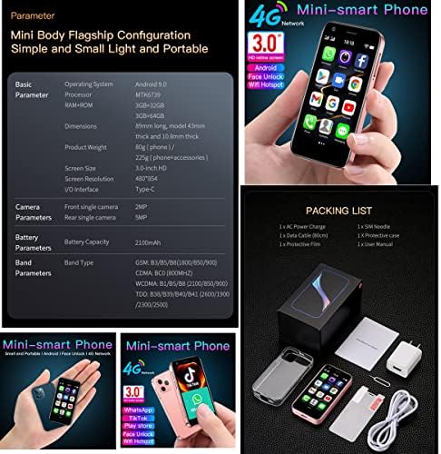 Soyes XS12 Мини 4G Смартфон 3,0 Инча с две sim-карти Ультратонкая Разблокированная карта Мобилен Телефон, WiFi, Bluetooth Точка