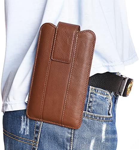 Носене калъф за телефон, Скоба за джоба, Мъжка кожена кобур за мобилен телефон, съвместима с Samsung Galaxy S21 FE, S20 FE, S21