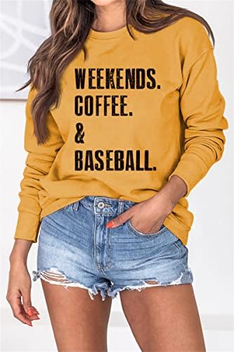 Уикенд, утайка от Бейзболна Hoody, Дамски Ежедневни Тениска С кръгло деколте и Дълъг Ръкав, Забавни Върхове За Любителите на Бейзбол С Писмото Принтом