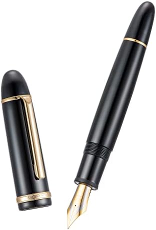 Jinhao X159 Черна акрилна писалка, размер 8, среден съвет, златна украса, класически дизайн, с гладка дръжка за писма с датчиците
