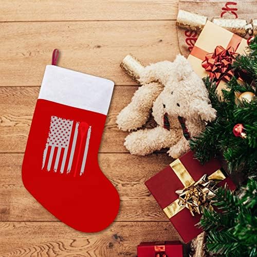 Коледни Чорапи за Лакросса с Американския Флаг от Червено Кадифе, с Бял Пакет шоколадови Бонбони, Коледни Декорации и Аксесоари