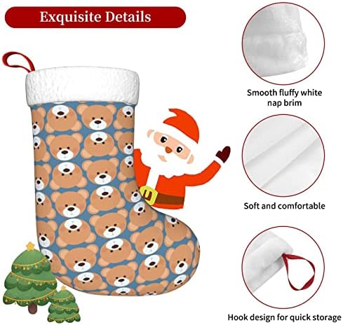 Waymay Сладко Мече Теди Главата Коледа На Отглеждане 18 Инча(А)А) Коледен Окачен Чорап Класически Празнични Украси Чорапи