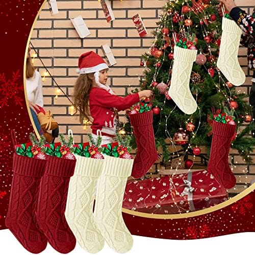 NEARTIME Classic 4 опаковки Трикотажни Коледни Чорапи, Бижута за трикотажни отглеждане, Отглеждане в селски стил за семейна почивка,