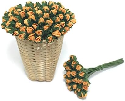 Mr_air_thai_Artificial_Flowers 1 Китка от 50 Оранжеви Малки Розови Копринени, Хартиени цветя, Албум за изрезки, пощенска Картичка,