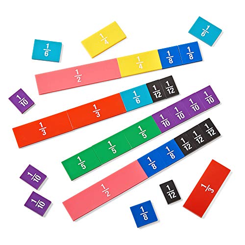 Пластмасови двустранни плочки hand2mind за десетични знаци и фракции (комплект от 51) и Пластмасови Свързващи кръгове за фракции,