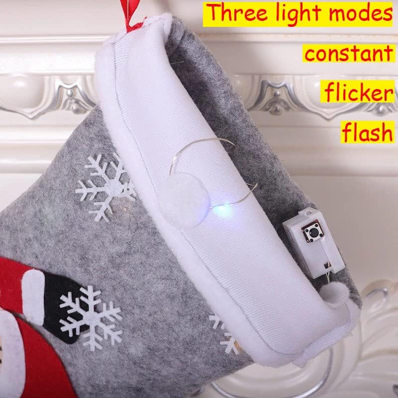 Комплект коледни Чорапи с осветление, Коледна Украса за Отглеждане 3, 11,8, Коледен Герой Дядо коледа, Снежен човек Северен Елен