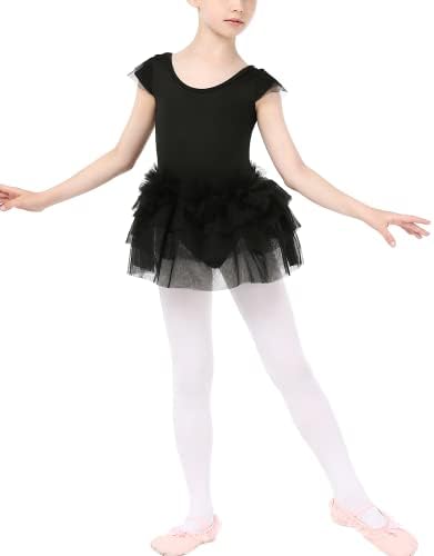 GERU/Балетное Трика за Малки Момичета, Танцови Пола-Пакетче, Рокля, Костюм Балерина с Цветна Каишка за 3-12 Години