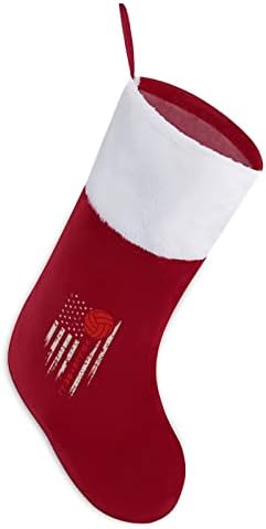 Америка Волейбол Червена Линия Флаг Коледен Окачен Отглеждане на Сладък Дядо Чорап за Коледно Декориране на Подаръци