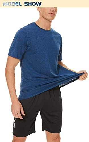 TACVASEN 3 Опаковки на Мъжките Ризи За разходки Quik Dry Атлетик Фитнес Тренировка Тениска с Кръгло деколте и Къси Ръкави За Бягане