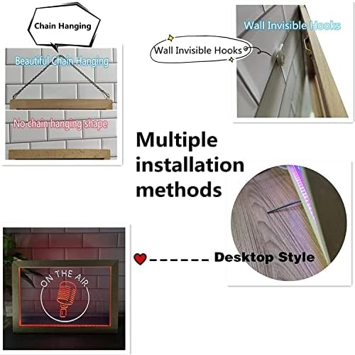 Декор за Аркада център DVTEL, Led Неонова реклама, USB-Ночники, Неонови Лампи, с Дървена рамка, Стенни Светещ Знак, 42x32 см, Ресторант,