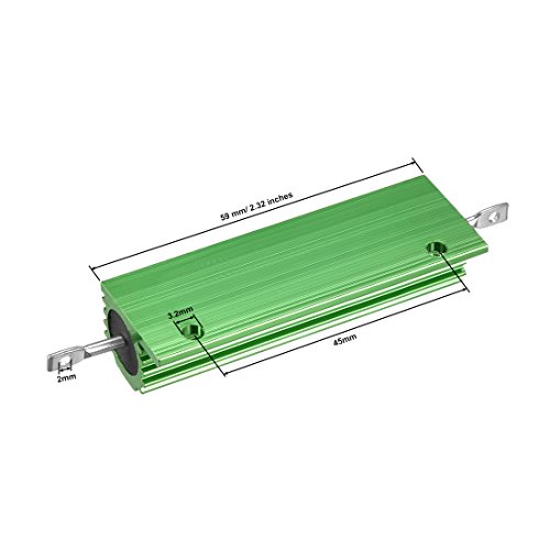 uxcell® 2 бр. Резистор в Алуминиев корпус 100 W 2,5 Ω с Метална Намотка Зелен цвят за Подмяна на led конвертор 100 W 2,5 ДО RJ