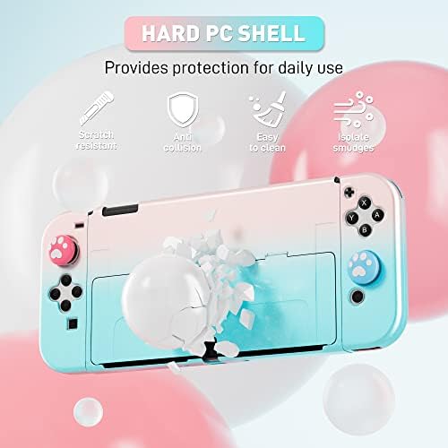 Корпус RHOTALL Наклон на цвят, с пайети, съвместими с Nintendo Switch OLED, Твърд Защитен калъф за контролера Switch OLED и Joycon