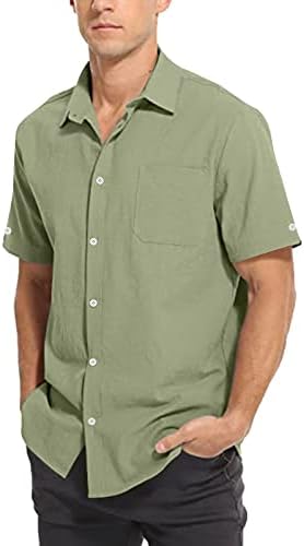 YHAIOGS Мъжки Ризи Поло с Къс Ръкав и джоб 1,02 Памук Regular Fit С Къс Ръкав Ежедневни Хавайска Риза за Мъжете V