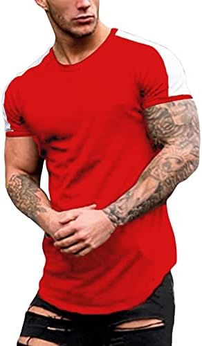 XXBR Мъжки тениски с къс ръкав, Летни тениски с цветен блок, лоскутные Тениски ивица на раменете, плътно Прилепнали спортни Тениски