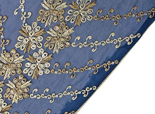 Дълги шалове Peegli Vintage Blue Dupatta от индийския жоржета с флорални принтом, дамски обвивка за врата