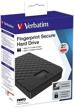 Verbatim 53650 защитено от пръстови отпечатъци, твърд диск с капацитет 1 TB