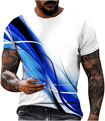 Дизайнерски Мъжки Ризи С 3D Digital Ослепителен Линия Печат, който е Кръгъл Отвор, Пуловер с Дълъг Ръкав, Блуза, Абсорбиращи Влагата