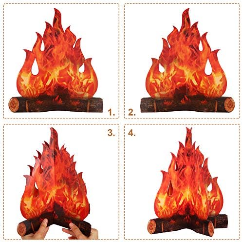Boao 3D Цветна Картонена Огън В центъра на Изкуствен Огън Фалшив Пламъка на Хартиен Празничен Декоративен Факла с огън (Червено-Оранжево,