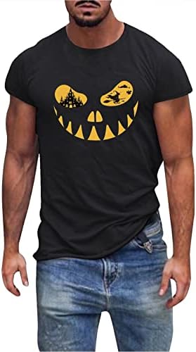 BEUU/ Мъжки Тениски на Хелоуин, Солдатская Тениска С Къс Ръкав и Принтом Скелета, Смешно Графика Тениска С Кръгло Деколте, Дизайнерска