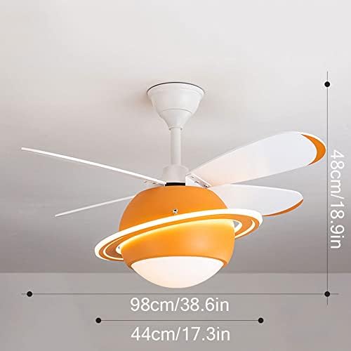 CCTUNG Orange Planet led Лампа за Скрит монтаж, Нископрофилен Вентилатор с Дистанционно управление, 38 см, 6 скоростна Кутия, Безшумен